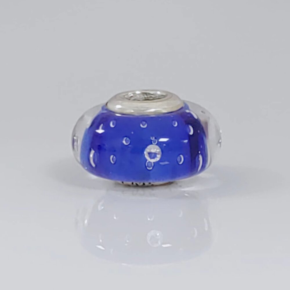 Pandora Glacial Beauty Dark Blue Effervescence Murano Glass Bead Charm with box